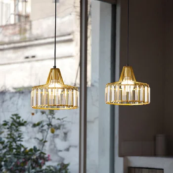 Jadalnia Żyrandol Nowoczesny, Minimalistyczny Światło Luksusowy Crystal Lampa Kreatywny Stół Pasek Lampa Złota Mały Żyrandol