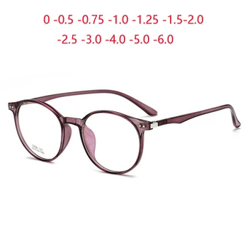 TR90 Okrągłe Gotowe Okulary do krótkowzroczności, damskie, Męskie, Anty-niebieskie światło, minus soczewki, okulary na receptę, -0,5 -0,75 -1,0 -1,5 -6,0